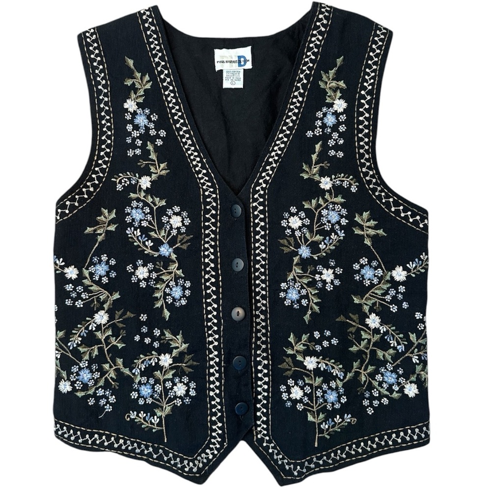 Paul Harris Design Men's Black Vest Sleeveless Layering Knit Size Large